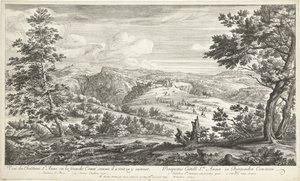 Gezicht op het kasteel van Sainte Anne Widok na zamek Ste. Anne w wolnym Comté, gdy widzi siebie wchodzącego (tytuł na obiekcie)