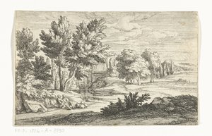 Krajobraz z pomnikiem nagrobnym autorstwa Adriaen Frans Boudewyns