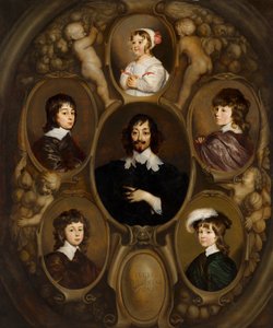 Portret Constantijna Huygensa (1596-1687) i jego pięciorga dzieci autorstwa Adriaen Hanneman