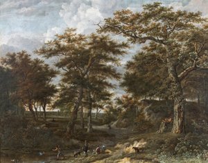 Krajobraz z myśliwymi autorstwa Adriaen Hendricksz. Verboom