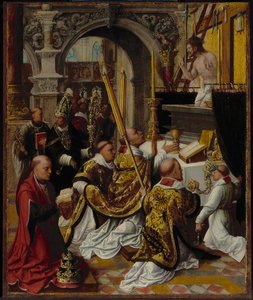 Msza św. Grzegorza Wielkiego (540-604) autorstwa Adriaen Isenbrandt or Isenbrant