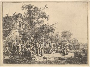 Taniec pod kratą, 1610-85. autorstwa Adriaen Jansz. van Ostade