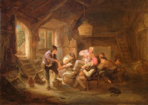 Scena do picia (olej na miedzi) autorstwa Adriaen Jansz. van Ostade