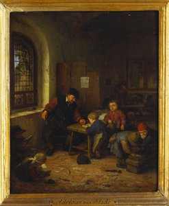 Wnętrze sali szkolnej, 1666 autorstwa Adriaen Jansz. van Ostade