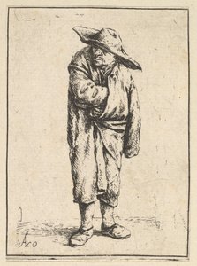 Chłop owinięty płaszczem, 1610-85. autorstwa Adriaen Jansz. van Ostade