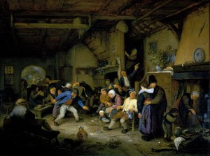 Chłopi tańczący w tawernie autorstwa Adriaen Jansz. van Ostade