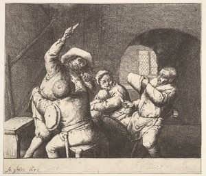 Pchnięcie noża, 1610-85. autorstwa Adriaen Jansz. van Ostade