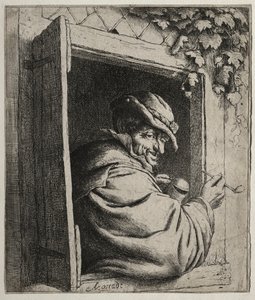 Palacz przy oknie. autorstwa Adriaen Jansz. van Ostade