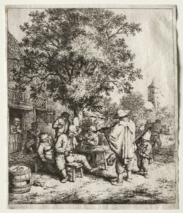 Skrzypek i chłopiec z liry korbowej. autorstwa Adriaen Jansz. van Ostade