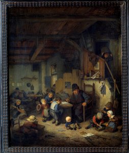 Mistrz klasy Sceny szkolnej, stary nauczyciel z małymi uczniami z ulubionych środowisk. Obraz Adriena van Ostade (1610-1685) 1662 nd. 0,4x0,32 m² autorstwa Adriaen Jansz. van Ostade