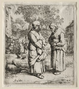 Dwie plotki. autorstwa Adriaen Jansz. van Ostade