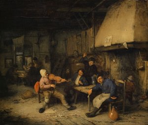 Skrzypek i pijący farmerzy w tawernie, 1663 autorstwa Adriaen Jansz. van Ostade