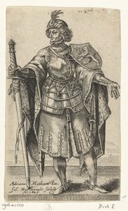 Portret Dirka I, hrabiego Holandii - Hrabiowie i hrabiny Holandii (tytuł serii) autorstwa Adriaen Matham