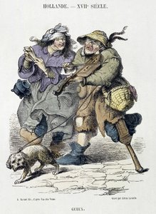 Gueux grający muzykę uliczną, Holandia, XVII wiek. autorstwa Adriaen Pietersz van de (after) Venne