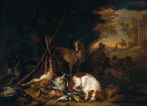 Łowca ze swoimi psami autorstwa Adriaen de Gryef