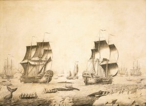 Wielorybnicy w lodzie autorstwa Adriaen or Abraham Salm