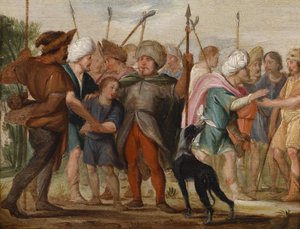 Józef sprzedany przez swoich braci autorstwa Adriaen van Nieulandt the younger