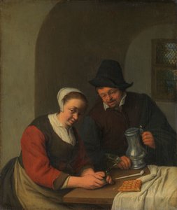 Poufny czat Para we wnętrzu autorstwa Adriaen van Ostade
