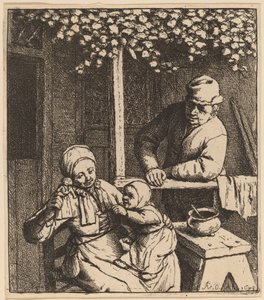 Dziecko sięgające po lalkę autorstwa Adriaen van Ostade