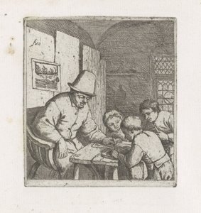 Trzech uczniów z nauczycielem autorstwa Adriaen van Ostade