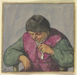 Półpostać siedzącego chłopa z fajką autorstwa Adriaen van Ostade