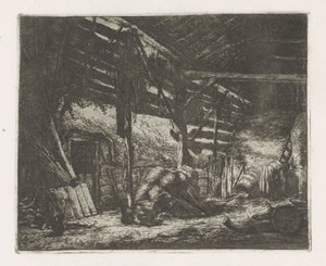 Wnętrze stodoły autorstwa Adriaen van Ostade