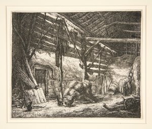Wnętrze stodoły autorstwa Adriaen van Ostade
