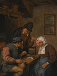 Wnętrze z chłopami grającymi w karty autorstwa Adriaen van Ostade