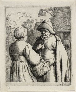 Mężczyzna i kobieta rozmawiają autorstwa Adriaen van Ostade