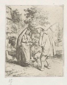 Mężczyzna i kobieta w rozmowie autorstwa Adriaen van Ostade