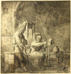 Staruszkowie w domku autorstwa Adriaen van Ostade