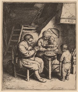 Rodzina chłopska odmawiająca łaskę autorstwa Adriaen van Ostade