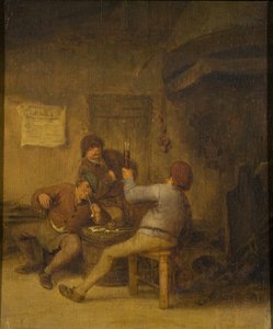 Chłopi pijący i palący autorstwa Adriaen van Ostade