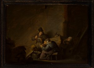Scena rodzajowa we wnętrzu autorstwa Adriaen van Ostade