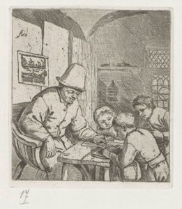 Nauczyciel z trzema uczniami przy stole autorstwa Adriaen van Ostade