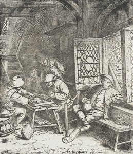 Gracze w backgammona autorstwa Adriaen van Ostade