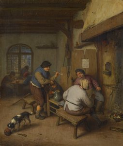 Trzech chłopów w tawernie, wokół ognia autorstwa Adriaen van Ostade