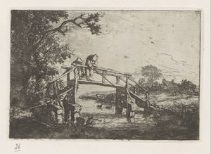 Dwóch rybaków na moście autorstwa Adriaen van Ostade