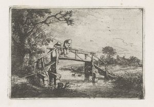 Dwóch rybaków na moście autorstwa Adriaen van Ostade