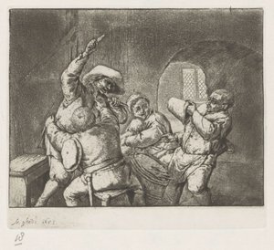 Gracze w karty walki autorstwa Adriaen van Ostade