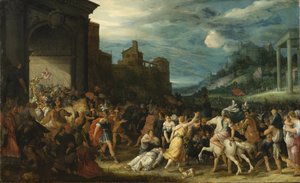 Les Horace entrent dans Rome - Horatii wkraczający do Rzymu, Stalbemt, Adriaen, van (1580-1662). Olej na drewnie. Wymiar : 67x109 cm. Muzeum Narodowe w Sztokholmie
