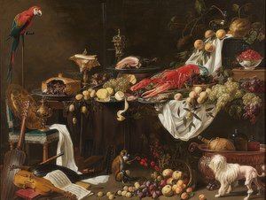 Bankietowa martwa natura. 1644 autorstwa Adriaen van Utrecht