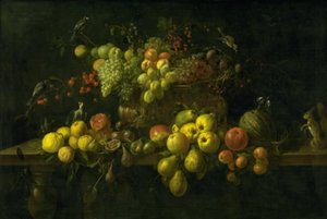 Martwa natura z owocami na stole autorstwa Adriaen van Utrecht