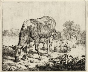 Krowa i trzy owce autorstwa Adriaen van de Velde