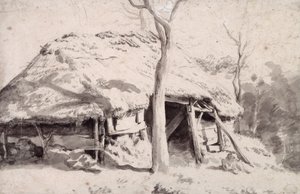 Owczarnia w lesie (kreda i pranie) autorstwa Adriaen van de Velde
