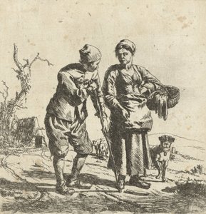 Rolnik i jego żona w rozmowie autorstwa Adriaen van de Velde