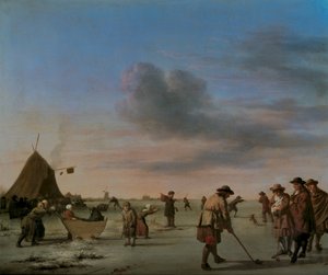 Харлемын ойролцоох мөсөн дээрх гольфчид, 1668 (панел)поли autorstwa Adriaen van de Velde