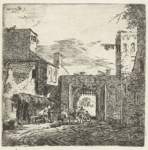 Karczma przy bramie miejskiej, 1653 autorstwa Adriaen van de Velde