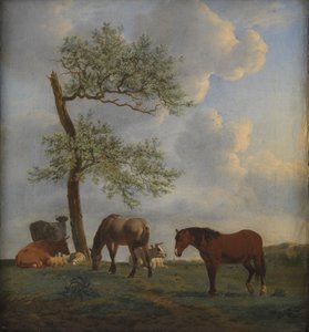 Pastwisko z końmi i bydłem autorstwa Adriaen van de Velde