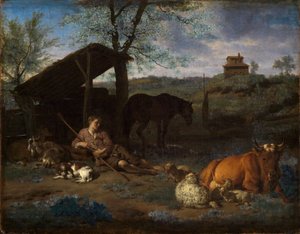 Spoczywający pasterz przy swoim stadzie autorstwa Adriaen van de Velde